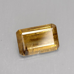 Cassitérite marron naturelle taille émeraude, 4,12 ct, SI
