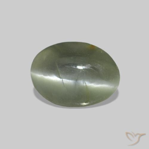 Cat's Eye Alexandrite Gris vert naturelle ovale, 0.50 ct, Transparent