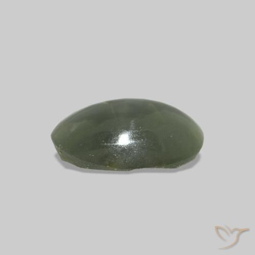 Cat's Eye Alexandrite Gris vert naturelle ovale, 0.50 ct, Transparent