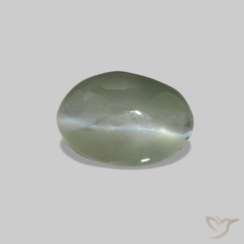 Cat's Eye Alexandrite Gris vert naturelle ovale, 0.93 ct, Opaque