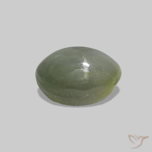 Cat's Eye Alexandrite Gris vert naturelle ovale, 0.93 ct, Opaque