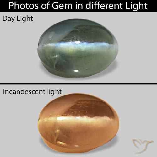 Cat's Eye Alexandrite Vert naturelle ovale, 0.74 ct, Opaque