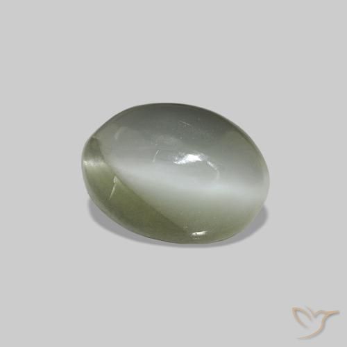 Cat's Eye Alexandrite Gris vert naturelle ovale, 0.61 ct, Opaque