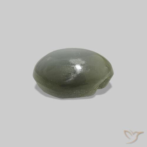 Cat's Eye Alexandrite Gris vert naturelle ovale, 0.61 ct, Opaque