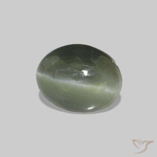 Cat's Eye Alexandrite Vert forêt pâle naturelle ovale, 0.62 ct, Opaque