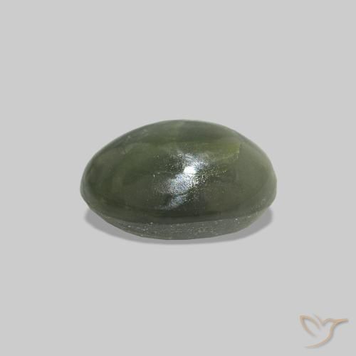 Cat's Eye Alexandrite Vert forêt pâle naturelle ovale, 0.62 ct, Opaque