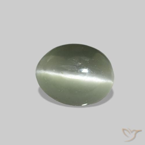 Alexandrite œil-de-chat Gris vert naturelle Coupe ovale, 0.49 ct, Opaque