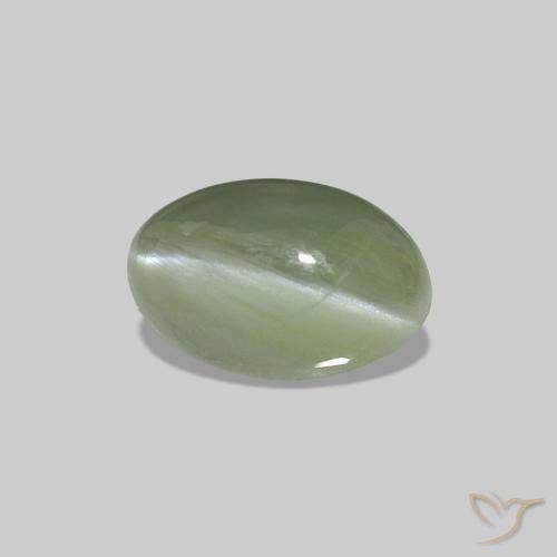 Cat's Eye Alexandrite Gris vert naturelle ovale, 0.69 ct, Opaque
