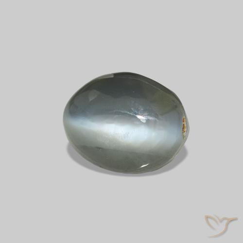 Cat's Eye Alexandrite Gris verdâtre pâle naturelle ovale, 0.64 ct, Opaque