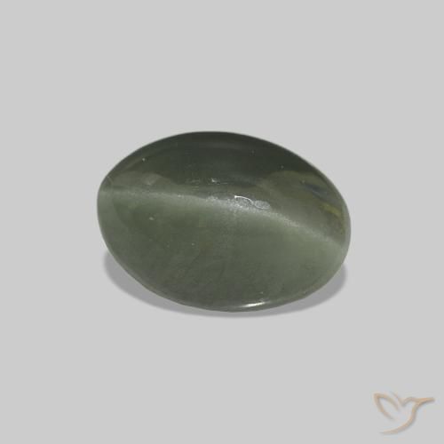 Cat's Eye Alexandrite Vert forêt pâle naturelle ovale, 0.76 ct, Opaque