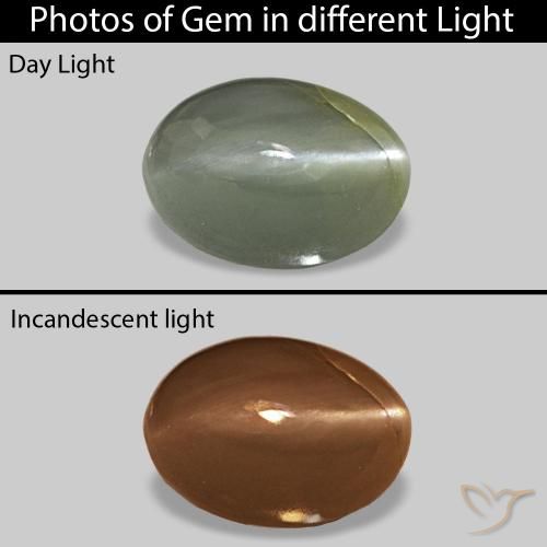 0.56ct Vert moyen Alexandrite œil-de-chat, ovale, Opaque