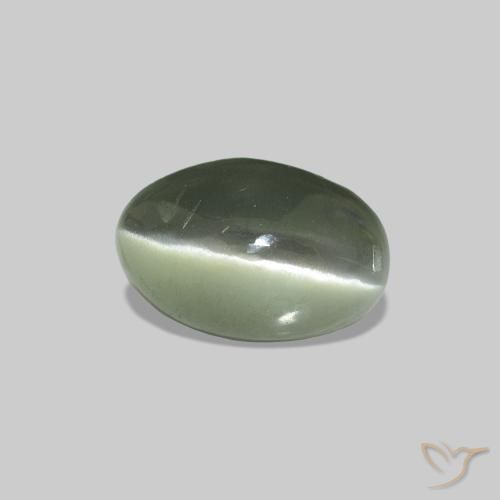 Cat's Eye Alexandrite Gris vert naturelle ovale, 0.73 ct, Opaque