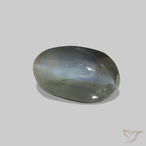 Cat's Eye Alexandrite Gris verdâtre pâle naturelle ovale, 1.25 ct, Opaque