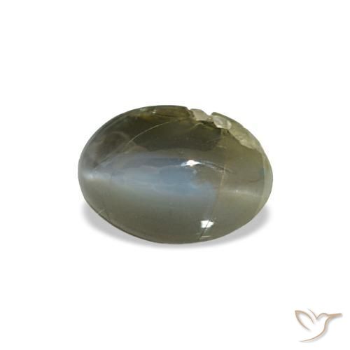 Cat's eye alexandrite vert naturelle coupe ovale, 0,51 ct, opaque