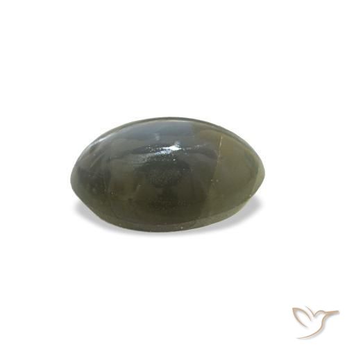 Cat's eye alexandrite vert naturelle coupe ovale, 0,51 ct, opaque
