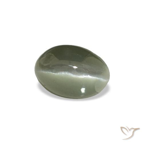 Cat's eye alexandrite vert naturelle coupe ovale, 0,53 ct, opaque