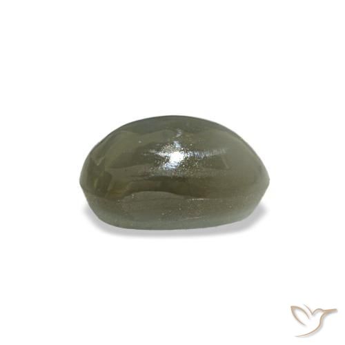 Cat's eye alexandrite vert naturelle coupe ovale, 0,50 ct, opaque