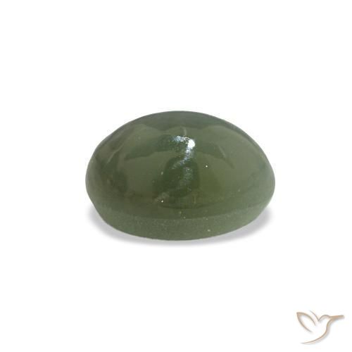Cat's eye alexandrite vert naturelle coupe ovale, 0,54 ct, opaque