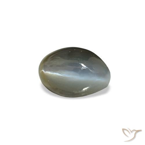 Cat's eye alexandrite vert naturelle coupe ovale, 0,52 ct, opaque