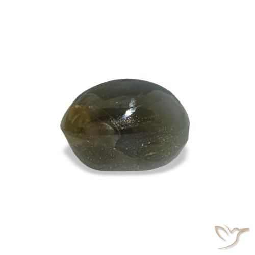 Cat's eye alexandrite vert naturelle coupe ovale, 0,52 ct, opaque