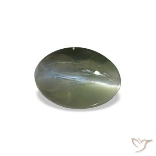 Cat's eye alexandrite vert naturelle coupe ovale, 0,38 ct, opaque
