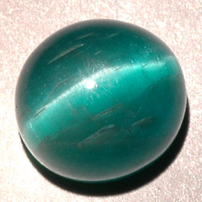 Apatite œil de chat bleu verdâtre naturelle coupe ovale, 4,82 ct, translucide