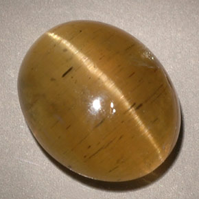 Oeil de chat Apatite Vert jaunâtre naturelle Transparent, 5.96 ct, Transparent / Translucide