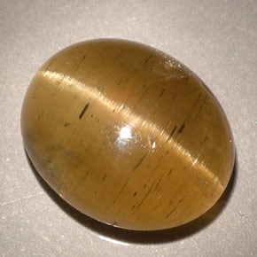 Oeil de chat Apatite Vert jaunâtre naturelle Transparent, 5.96 ct, Transparent / Translucide