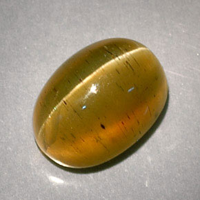 Cat's eye apatite jaune naturelle coupe ovale, 3,32 ct, translucide