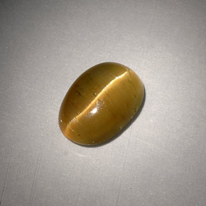 Cat's eye apatite jaune naturelle coupe ovale, 3,01 ct, translucide