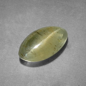 Apatite œil de chat vert jaunâtre naturelle marquise, 1,26 ct, translucide
