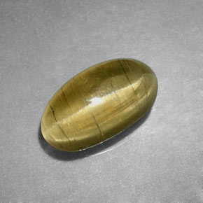 Oeil de chat Apatite Vert jaunâtre naturelle Transparent, 1.29 ct, Transparent / Translucide