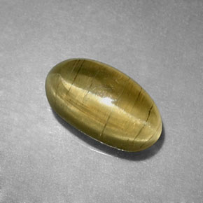 Oeil de chat Apatite Vert jaunâtre naturelle Transparent, 1.29 ct, Transparent / Translucide