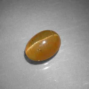 Apatite œil de chat orange naturelle coupe ovale, 1,43 ct, translucide