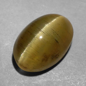 Oeil de chat Apatite Vert Doré naturelle Transparent, 3.47 ct, Transparent / Translucide