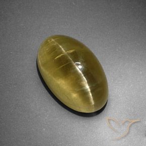 Oeil de chat Apatite Jaune terreux naturelle ovale, 12.95 ct, Translucide