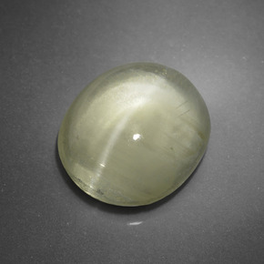 Oeil de chat Apatite Vert Doré naturelle Coupe ovale, 5.09 ct, Translucide