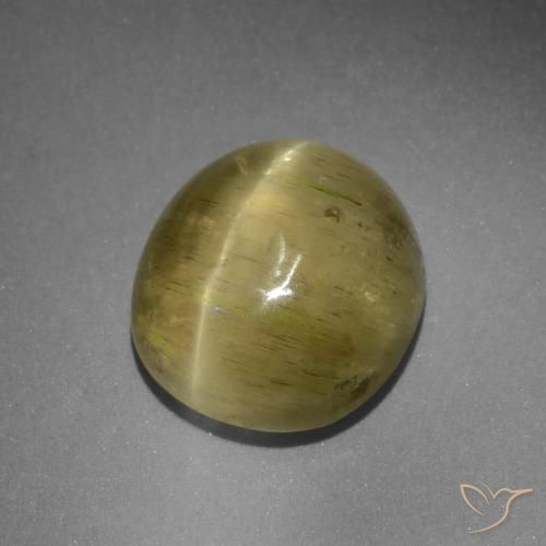 Oeil de chat Apatite Jaune neutre naturelle ovale, 9.42 ct, Translucide
