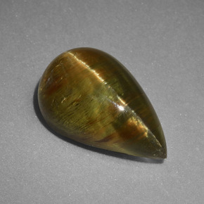 Oeil de chat Apatite Vert Doré naturelle En forme de poire, 4.02 ct, Translucide