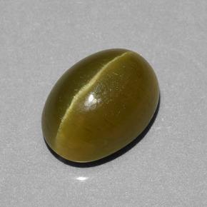 Apatite œil de chat vert naturelle coupe ovale, 5,85 ct, translucide