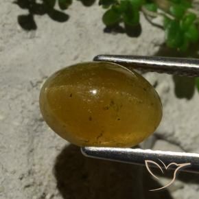 Oeil de chat Apatite Marron clair naturelle ovale, 3.64 ct, Translucide