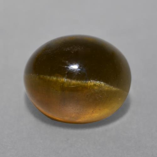 Cat's eye apatite marron naturelle coupe ovale, 7,22 ct, translucide