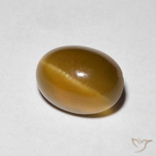 Oeil de chat Apatite Marron chaud naturelle ovale, 1.94 ct, Translucide