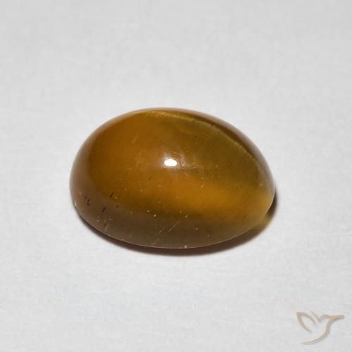 Oeil de chat Apatite Marron chaud naturelle ovale, 1.94 ct, Translucide