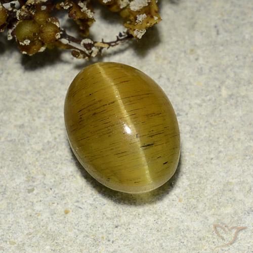 3.56ct Naturel Jaune marron Oeil de chat Apatite, ovale, Translucide