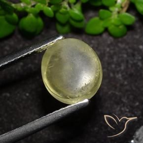 Oeil de chat Apatite Jaune neutre naturelle ovale, 2.34 ct, Transparent