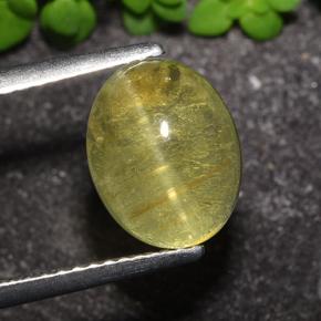 Oeil de chat Apatite Jaune doré léger naturelle Coupe ovale, 3.51 ct, Translucide