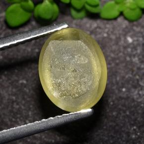 Oeil de chat Apatite Jaune doré léger naturelle Coupe ovale, 3.51 ct, Translucide