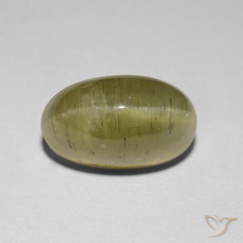 Oeil de chat Apatite Jaune neutre naturelle ovale, 2.95 ct, Translucide