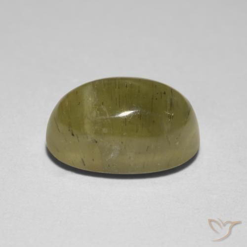 Oeil de chat Apatite Jaune neutre naturelle ovale, 2.95 ct, Translucide